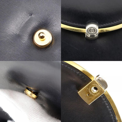Gucci Vintage 2-Way Clutch Calf Black Shoulder Bag