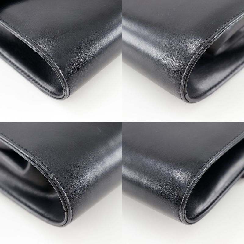 Gucci Vintage 2-Way Clutch Calf Black Shoulder Bag