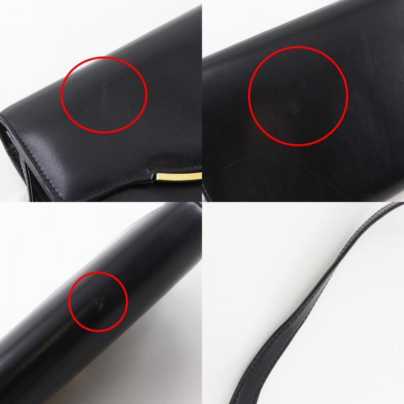 Gucci Vintage 2-Way Clutch Calf Black Shoulder Bag