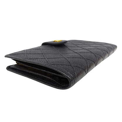 Chanel Wallet Long Wallet Bicolor Caviar Leather Black Gold