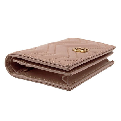 Gucci Wallet Bifold Wallet Leather Pink Beige Petit Marmont