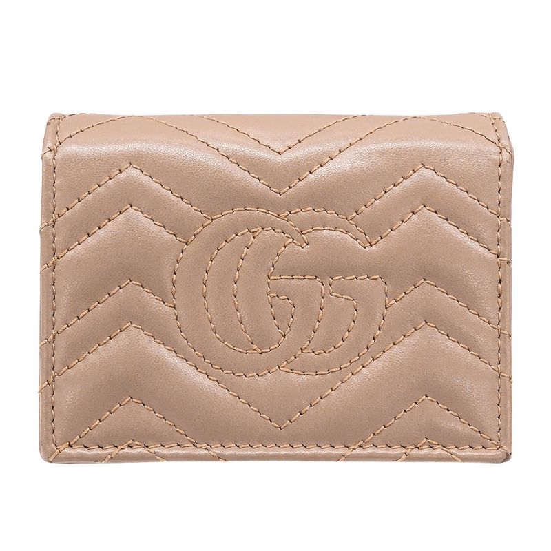 Gucci Wallet Bifold Wallet Leather Pink Beige Petit Marmont
