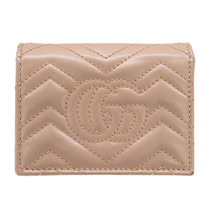 Gucci Wallet Bifold Wallet Leather Pink Beige Petit Marmont