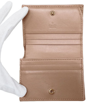 Gucci Wallet Bifold Wallet Leather Pink Beige Petit Marmont
