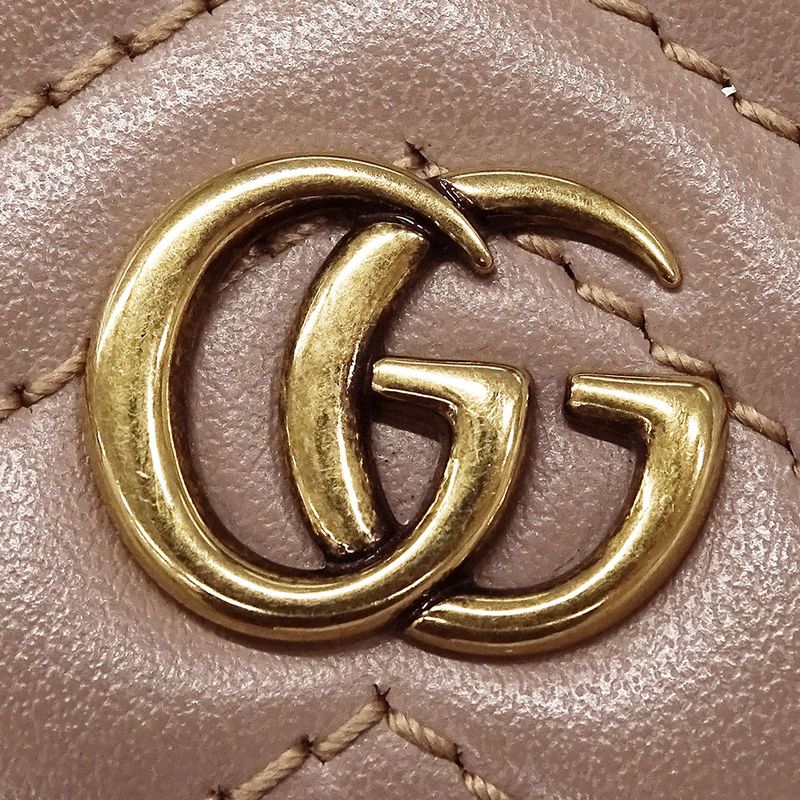 Gucci Wallet Bifold Wallet Leather Pink Beige Petit Marmont