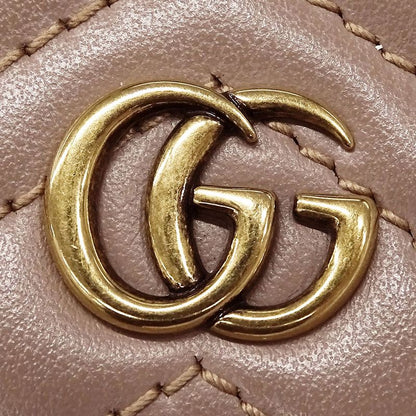 Gucci Wallet Bifold Wallet Leather Pink Beige Petit Marmont