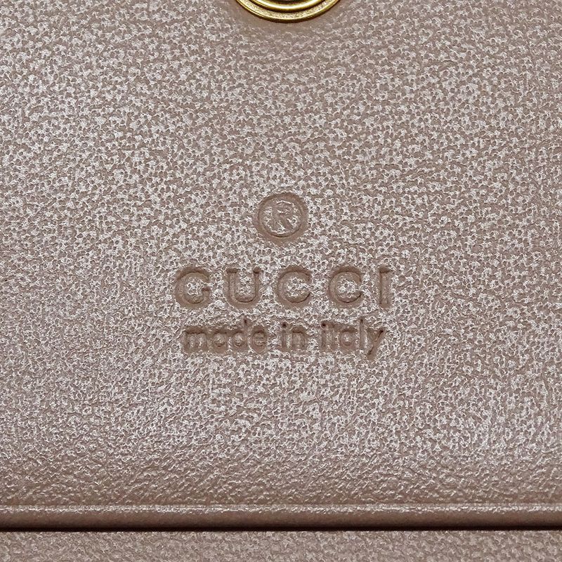 Gucci Wallet Bifold Wallet Leather Pink Beige Petit Marmont