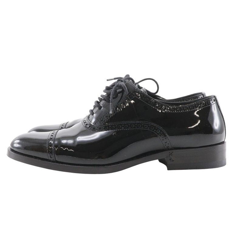Saint Laurent Lace Up Straight Tip Enamel Black Dress Shoes