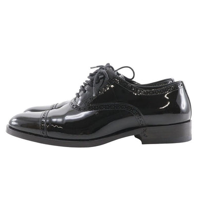 Saint Laurent Lace Up Straight Tip Enamel Black Dress Shoes