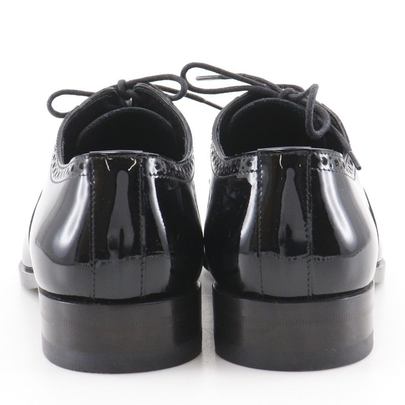 Saint Laurent Lace Up Straight Tip Enamel Black Dress Shoes