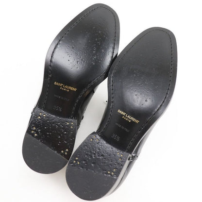 Saint Laurent Lace Up Straight Tip Enamel Black Dress Shoes