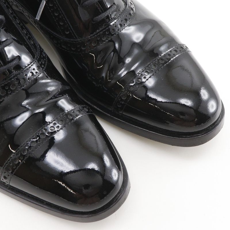 Saint Laurent Lace Up Straight Tip Enamel Black Dress Shoes