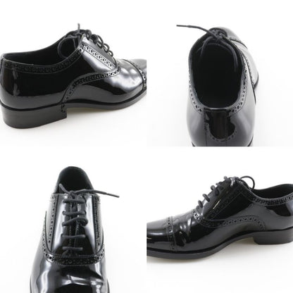 Saint Laurent Lace Up Straight Tip Enamel Black Dress Shoes