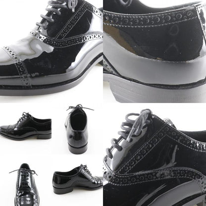 Saint Laurent Lace Up Straight Tip Enamel Black Dress Shoes