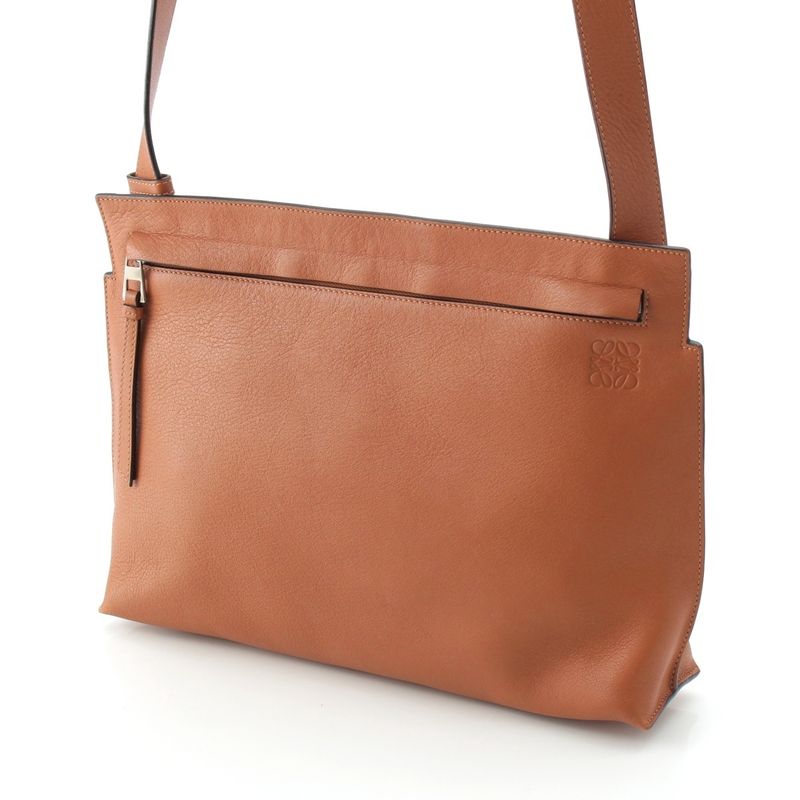Loewe Leather T Shoulder Anagram Messenger Bag Brown