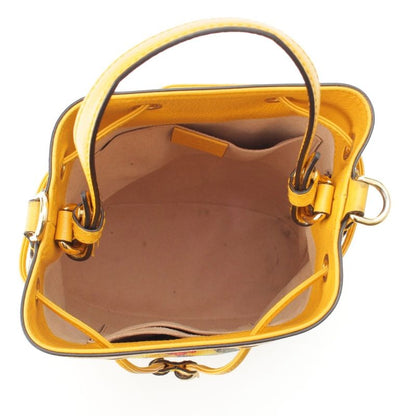 Gucci Leather GG Supreme Flora Shoulder Drawstring Handbag Yellow
