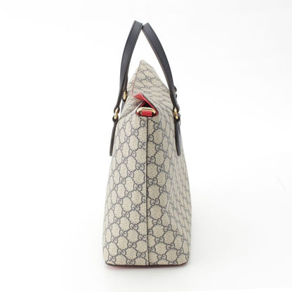 Gucci GG Supreme 2-Way Handbag Navy Beige Red