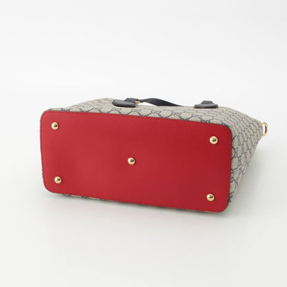 Gucci GG Supreme 2-Way Handbag Navy Beige Red