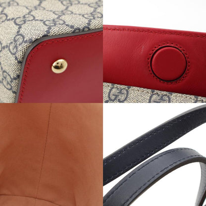 Gucci GG Supreme 2-Way Handbag Navy Beige Red