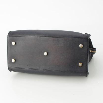 Saint Laurent Baby Cabas Leather 2-Way YSL Logo Handbag Black