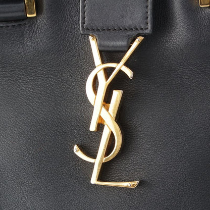 Saint Laurent Baby Cabas Leather 2-Way YSL Logo Handbag Black
