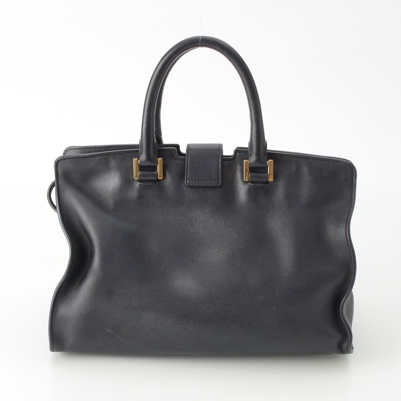 Saint Laurent Baby Cabas Leather 2-Way YSL Logo Handbag Black