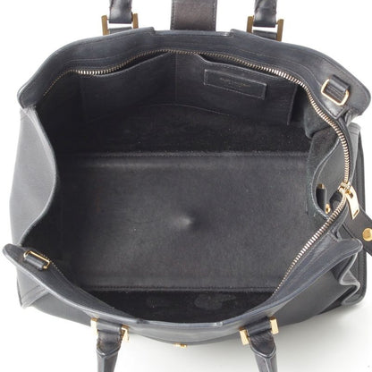 Saint Laurent Baby Cabas Leather 2-Way YSL Logo Handbag Black