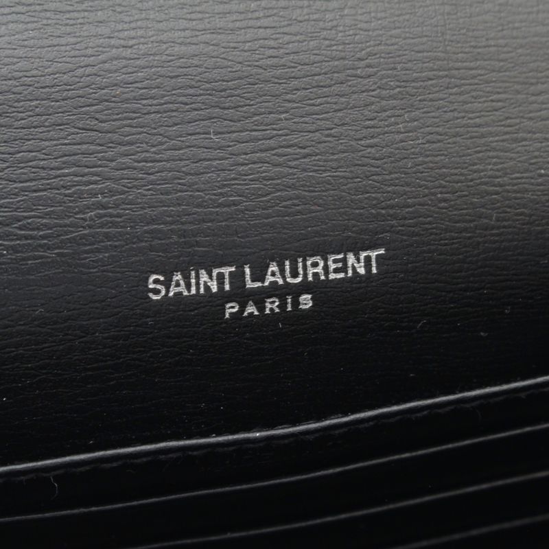 Saint Laurent Leather Sunset YSL Logo Chain Shoulder Bag Black Silver
