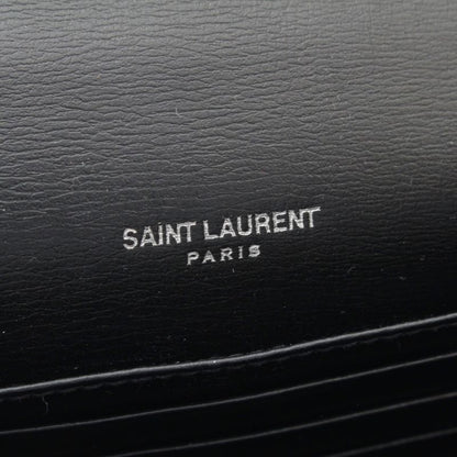 Saint Laurent Leather Sunset YSL Logo Chain Shoulder Bag Black Silver