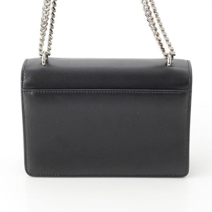 Saint Laurent Leather Sunset YSL Logo Chain Shoulder Bag Black Silver