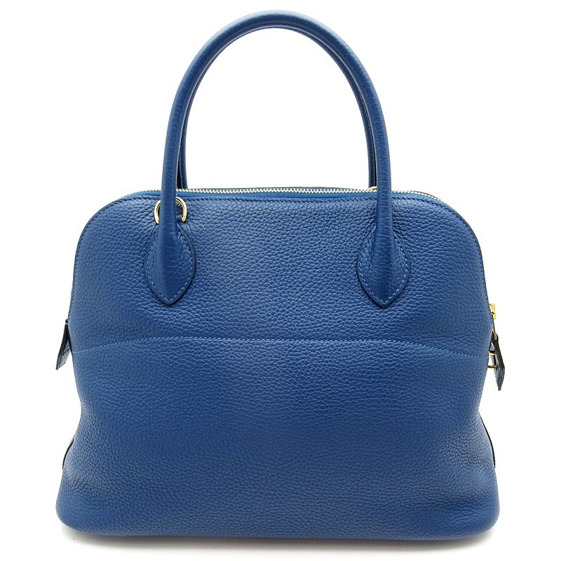 Hermes Bolide 31 Taurillon Clemence Handbag Deep Blue