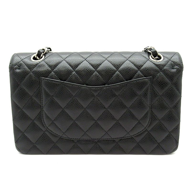 Chanel Quilted 25 Double Flap Caviar Leather Shoulder Bag Black