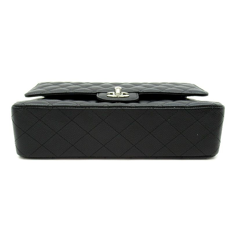 Chanel Quilted 25 Double Flap Caviar Leather Shoulder Bag Black