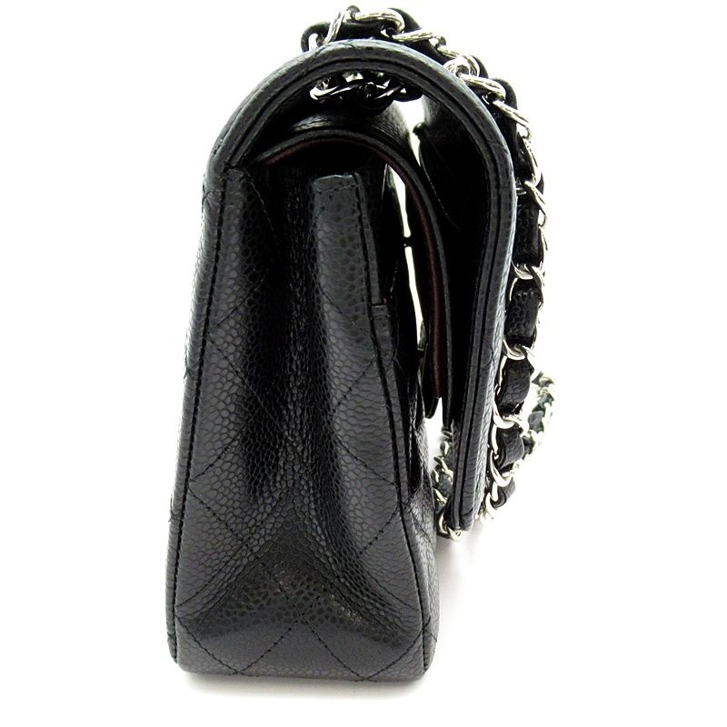 Chanel Quilted 25 Double Flap Caviar Leather Shoulder Bag Black