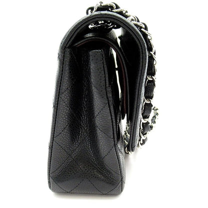 Chanel Quilted 25 Double Flap Caviar Leather Shoulder Bag Black