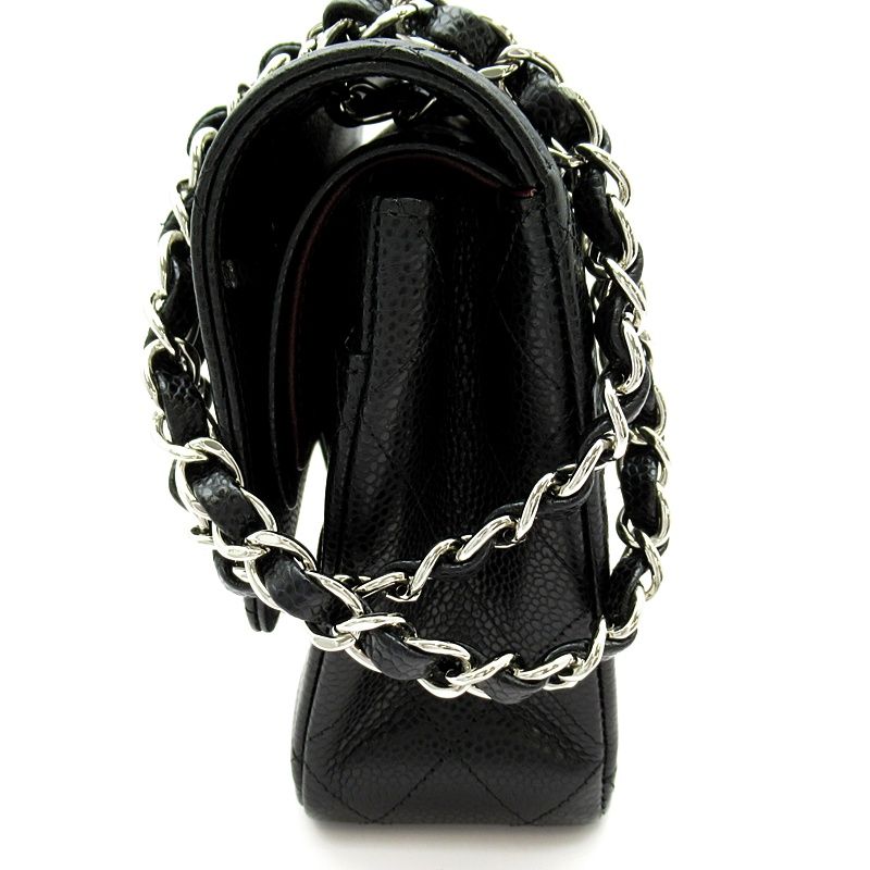 Chanel Quilted 25 Double Flap Caviar Leather Shoulder Bag Black
