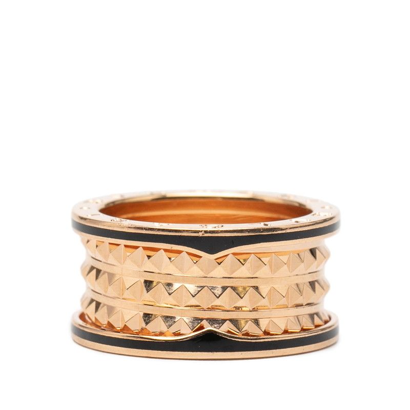 Bvlgari B-zero One Lock Band Ring 60 Gold Black 18K Pink