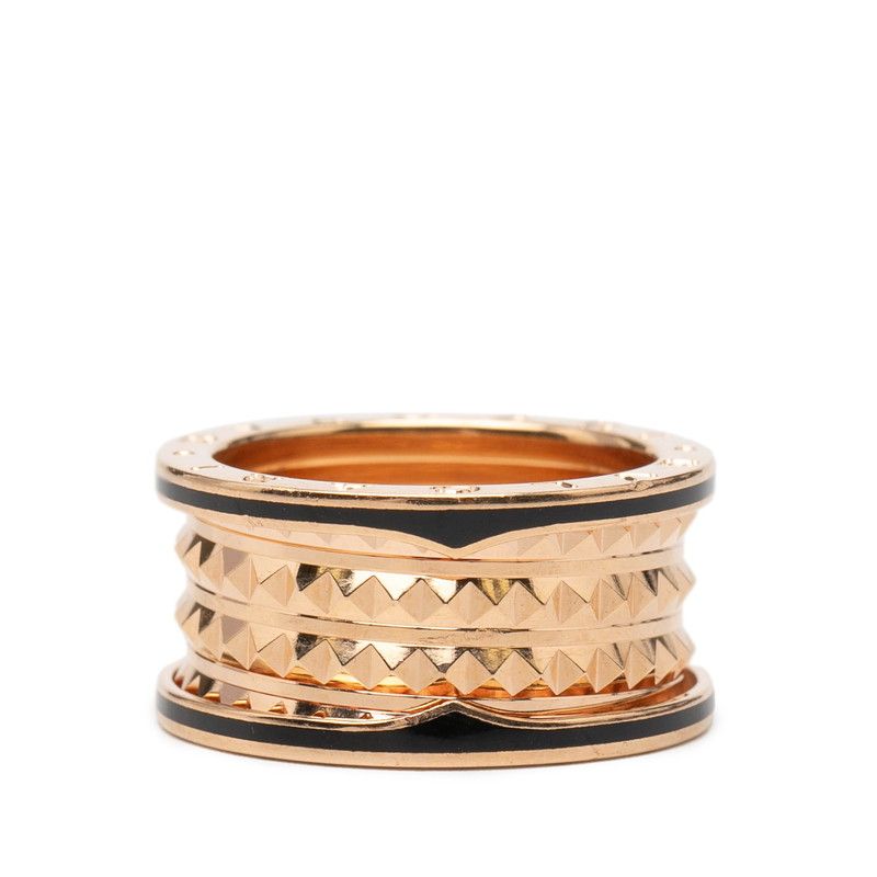 Bvlgari B-zero One Lock Band Ring 60 Gold Black 18K Pink