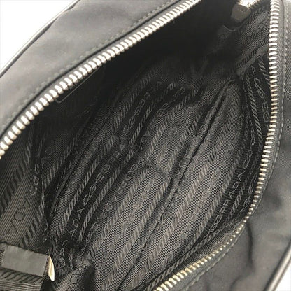 Prada Nylon Leather Triangle Logo Pouch Black Present