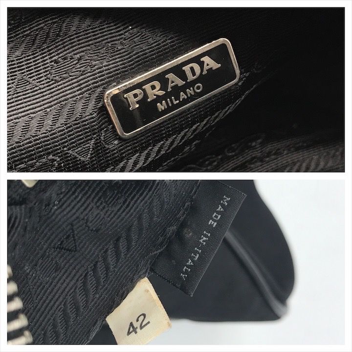 Prada Nylon Leather Triangle Logo Pouch Black Present