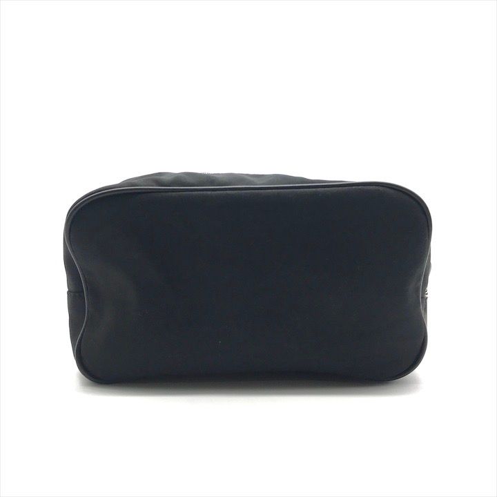 Prada Nylon Leather Triangle Logo Pouch Black Present