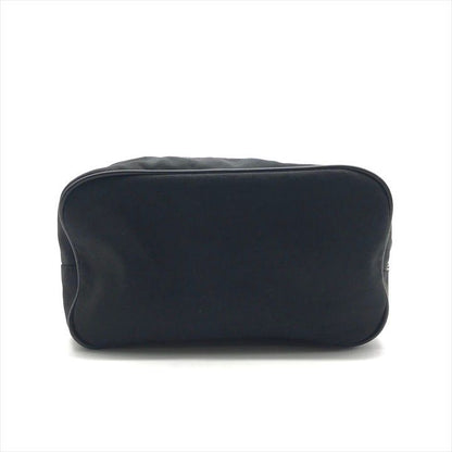 Prada Nylon Leather Triangle Logo Pouch Black Present