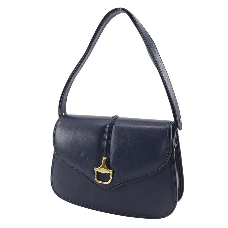 Gucci Vintage Calf Navy Blue Shoulder Bag