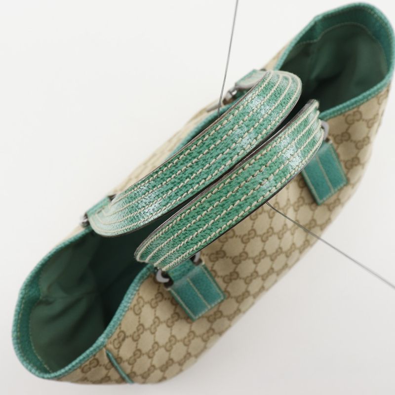 Gucci GG Canvas Beige Green Tote