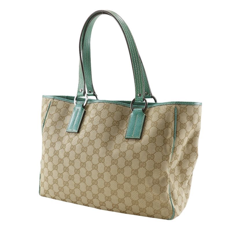 Gucci GG Canvas Beige Green Tote