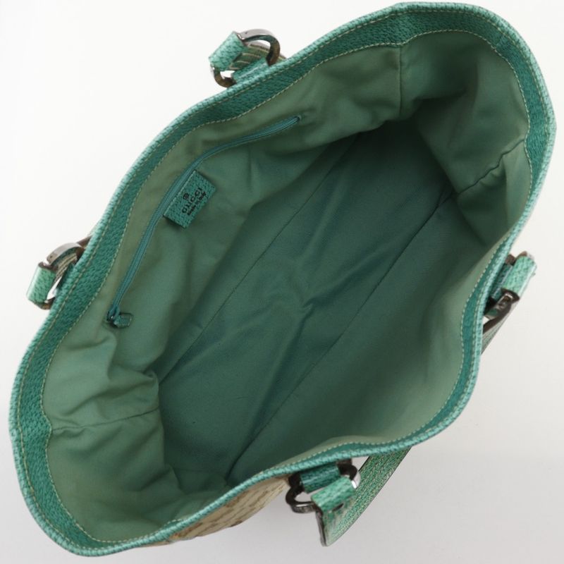 Gucci GG Canvas Beige Green Tote