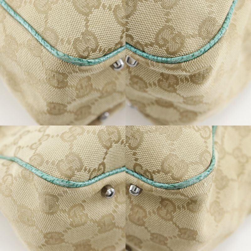 Gucci GG Canvas Beige Green Tote