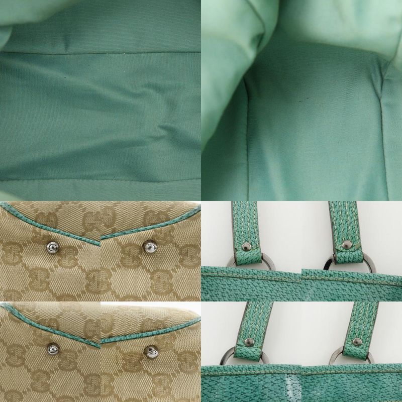 Gucci GG Canvas Beige Green Tote