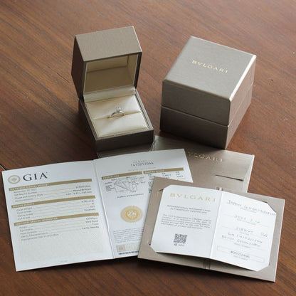 Bvlgari Diamond Solitaire Ring Box and Paper Gia