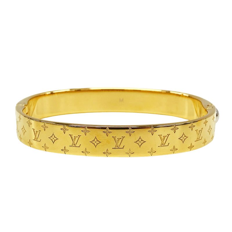 Louis Vuitton Bangle Monogram Metal Calf Nanogram Gold M